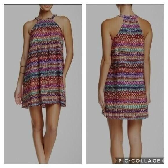 Cynthia Steffe Dresses & Skirts - CeCe by Cynthia Steffe halter dress colorful high neck loose fit size 10 NEW